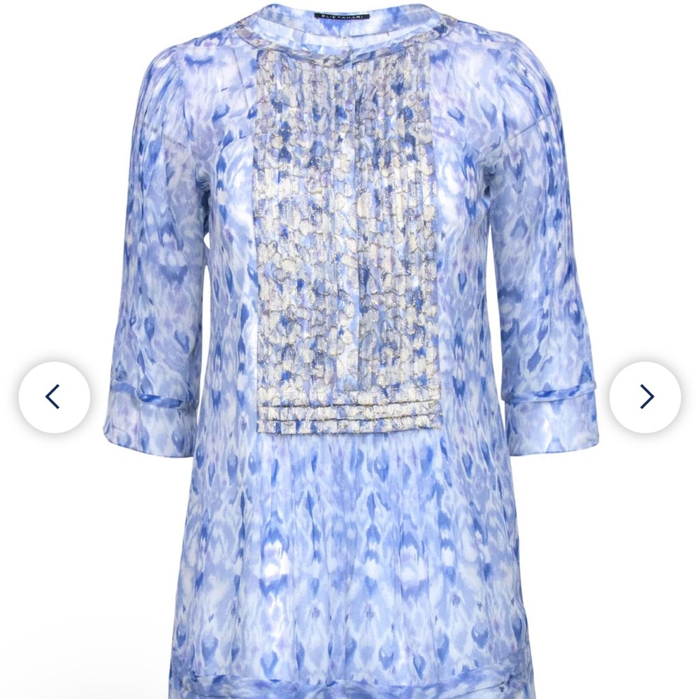 Elie Tahari sheer blue tunic